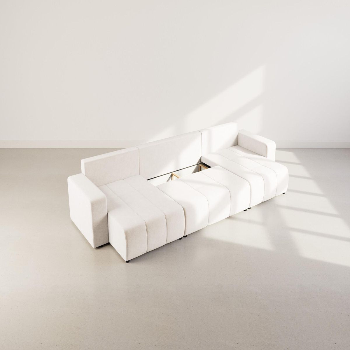 BEST MOBILIER Nicole - canapé panoramique en u 7 places convertible avec coffre en tissu