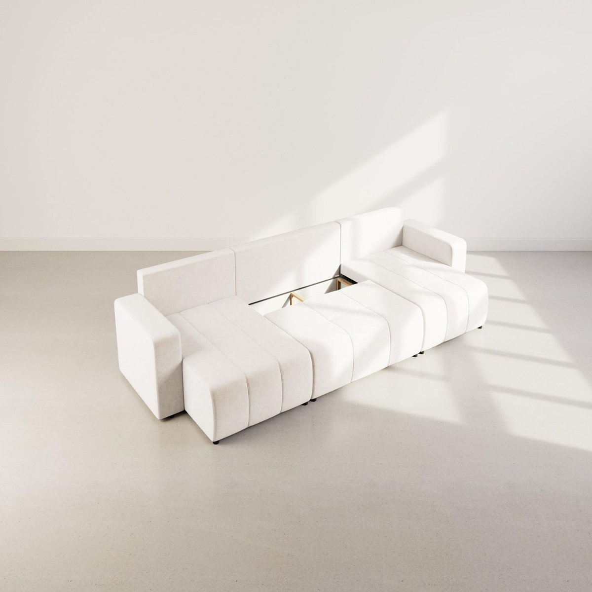 BEST MOBILIER Nicole - canapé panoramique en u 7 places convertible avec coffre en tissu