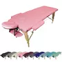 VIVEZEN Table de massage pliante 2 zones en bois avec panneau Reiki + Accessoires et housse de transport