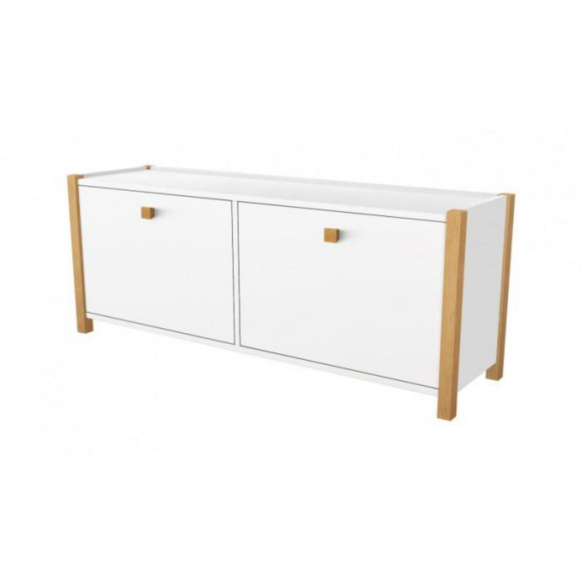 Paris Prix Meuble à Chaussures 2 Compartiments  Hannover  125cm Blanc