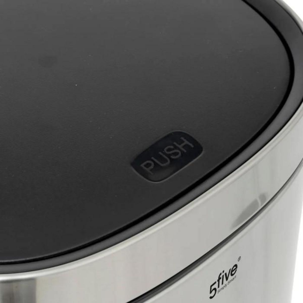 FIVE Poubelle de Cuisine Ouverture Pression  Inox  50L Argent