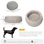 Voir la diapositive 3 : PAWHUT Panier pour chien chat Ø50 x 19H cm effet tressé tricot - coussin amovible et lavable en machine - polyester gris