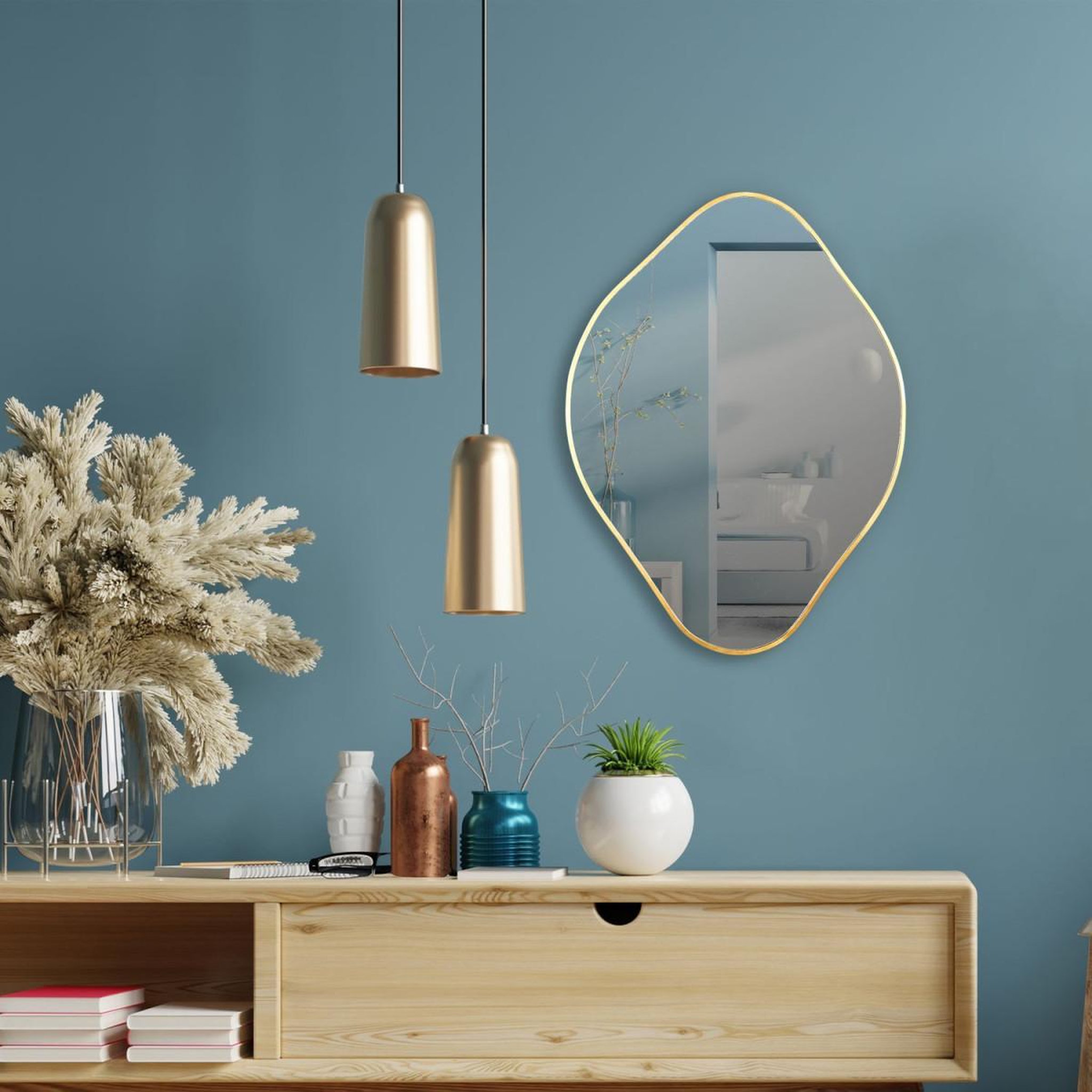 Voir la diapositive 3 : The Home Deco Factory Miroir Déco  Losange  60cm Or