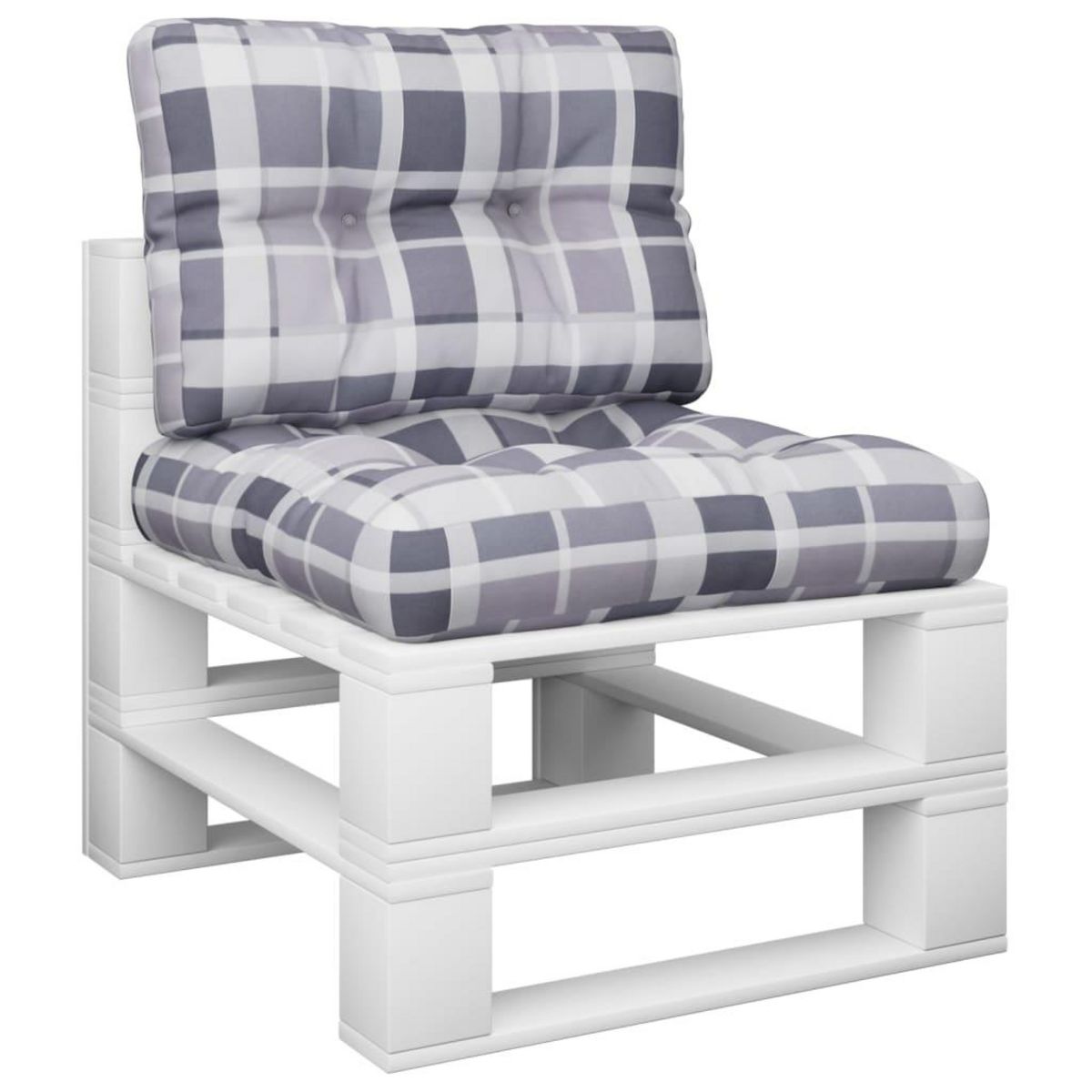 VIDAXL Coussins de palette lot de 2 motif a carreaux gris tissu