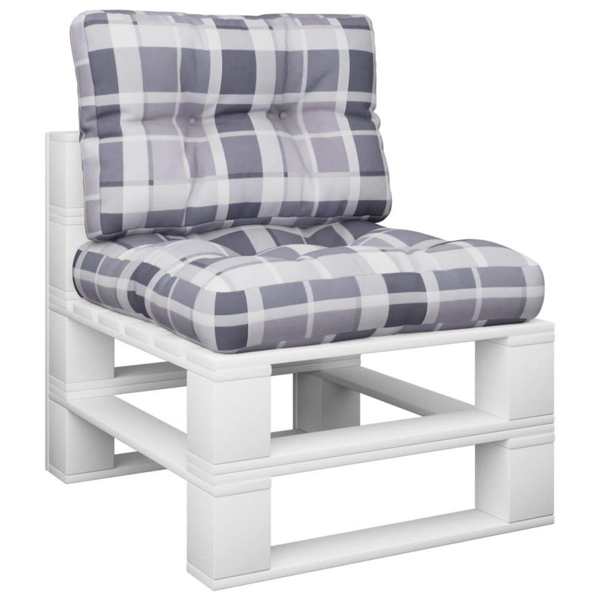 VIDAXL Coussins de palette lot de 2 motif a carreaux gris tissu