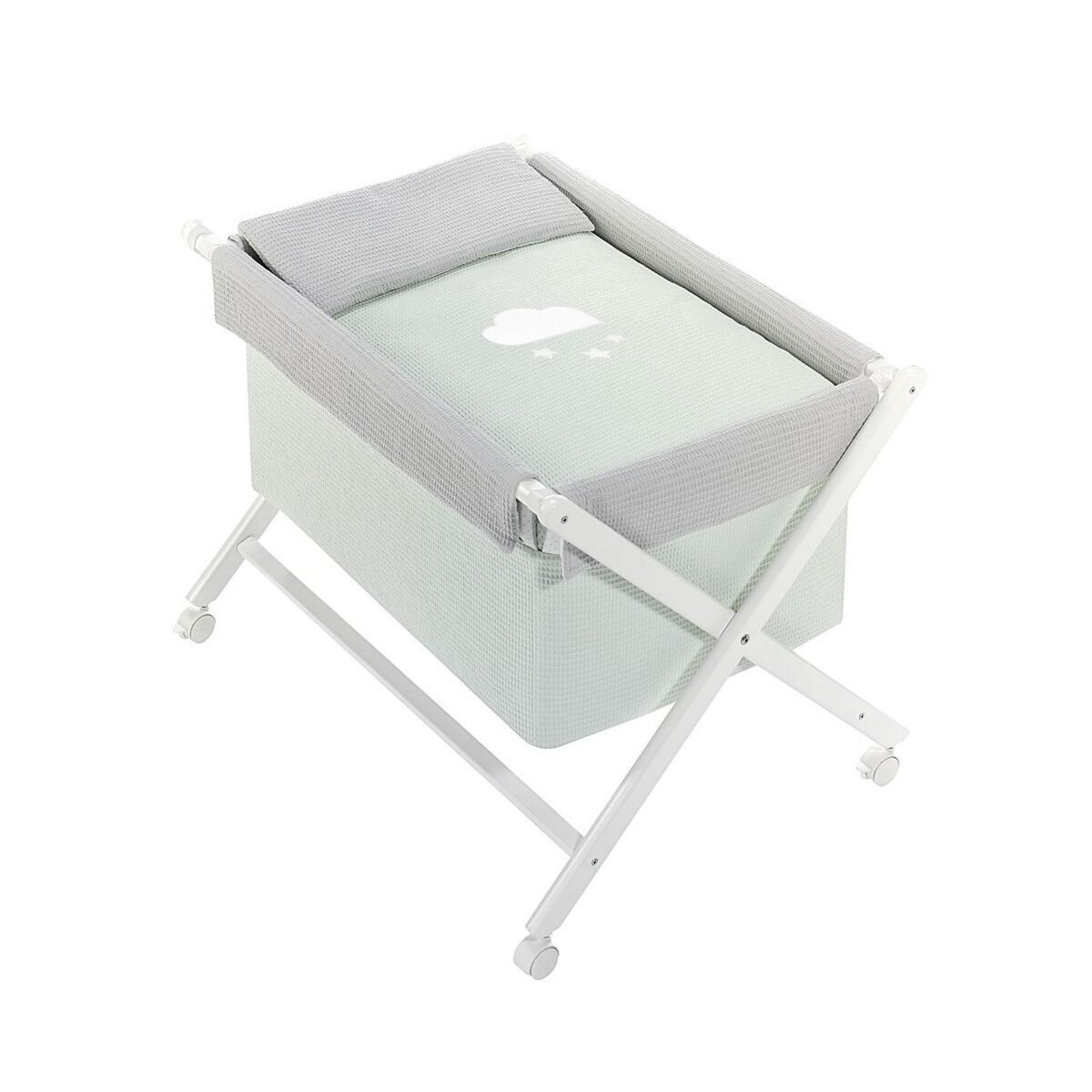 INTERBABY Berceau en Croix Viggo Vert - Sécurité et Confort pour Bébé