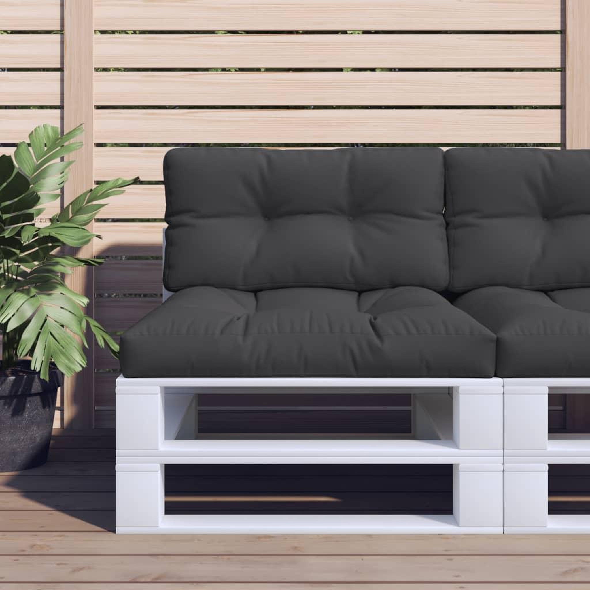 VIDAXL Coussins de palette lot de 2 noir tissu