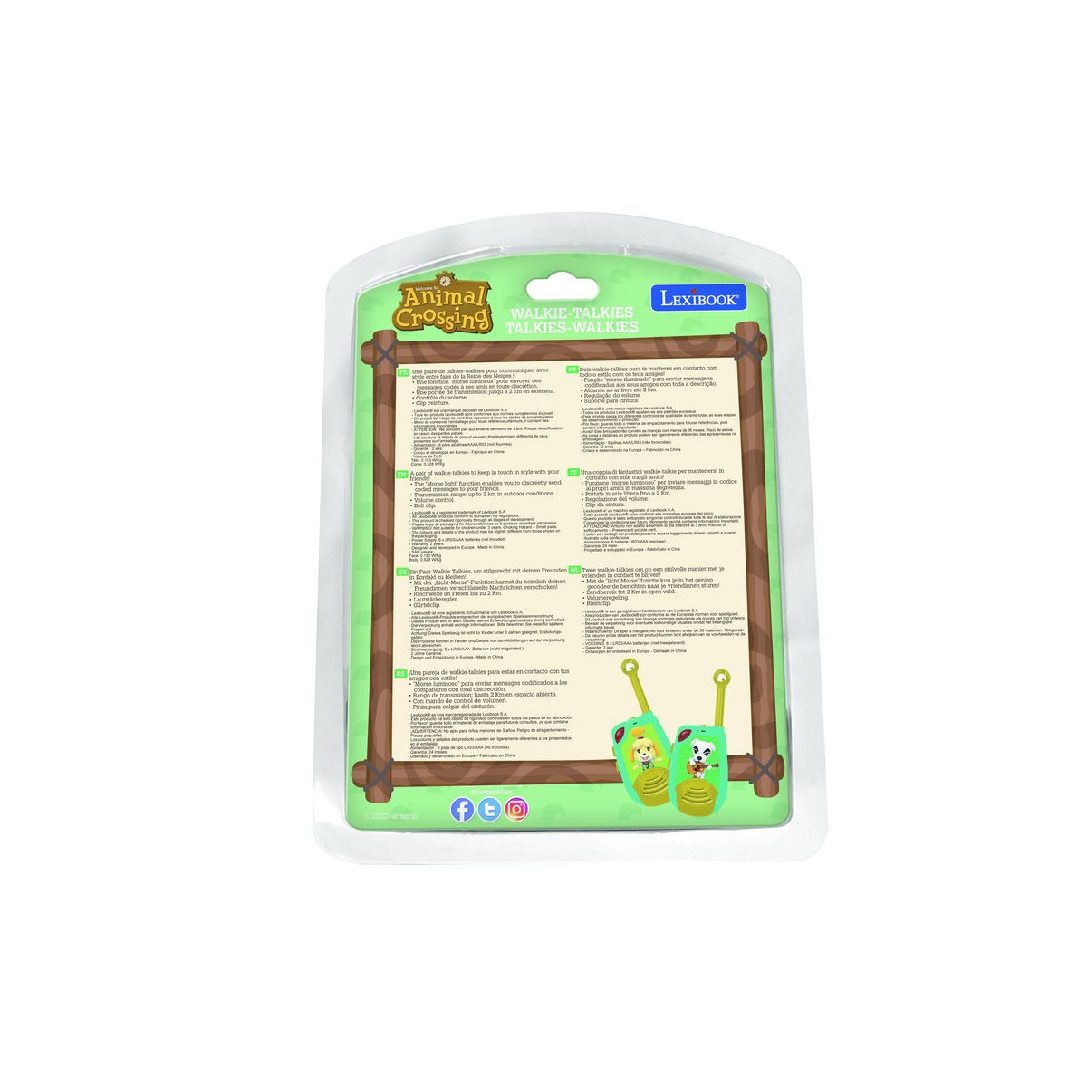 Lexibook Talkie-Walkies Animal Crossing portée 2km fonction morse