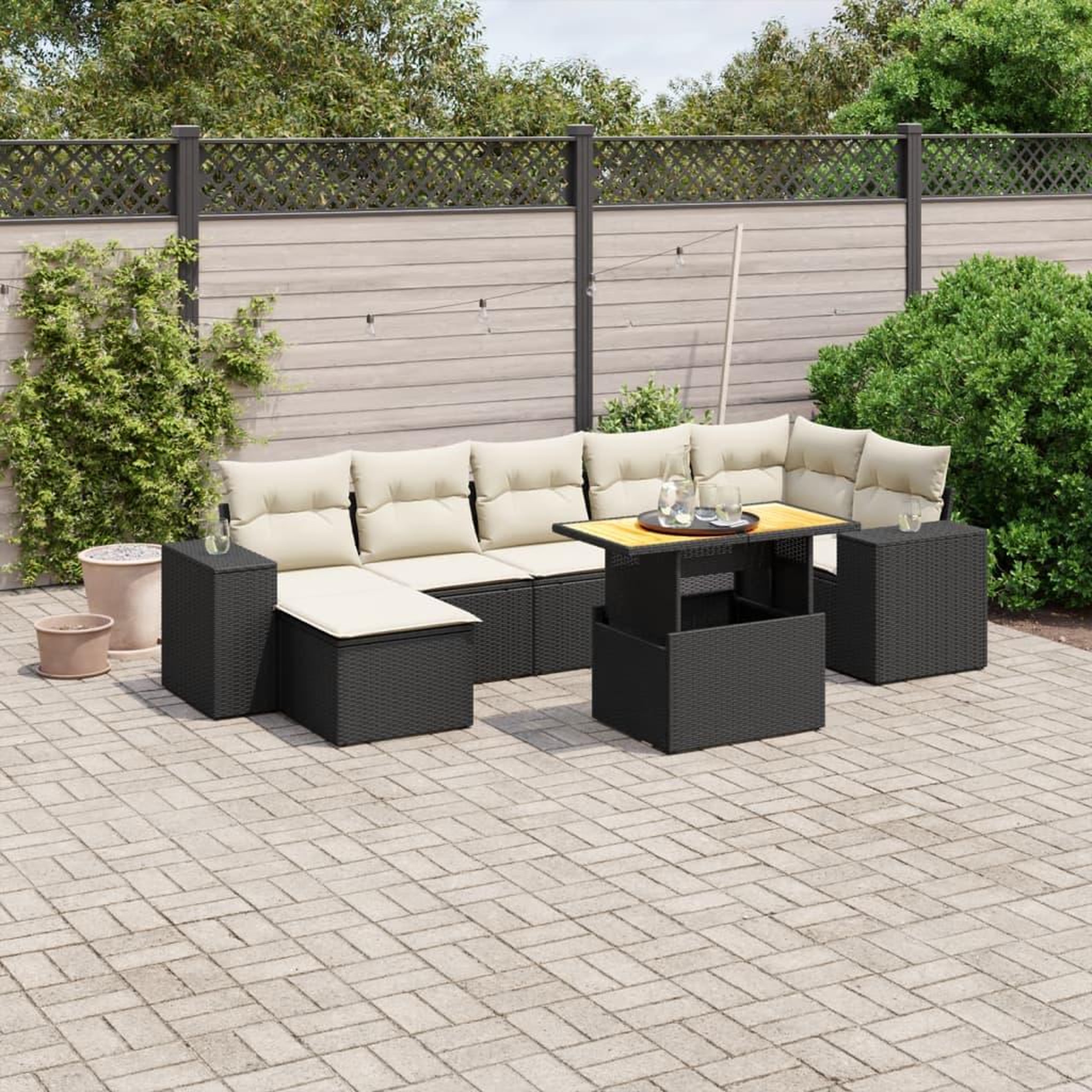 VIDAXL Salon de jardin 8 pcs avec coussins noir resine tressee