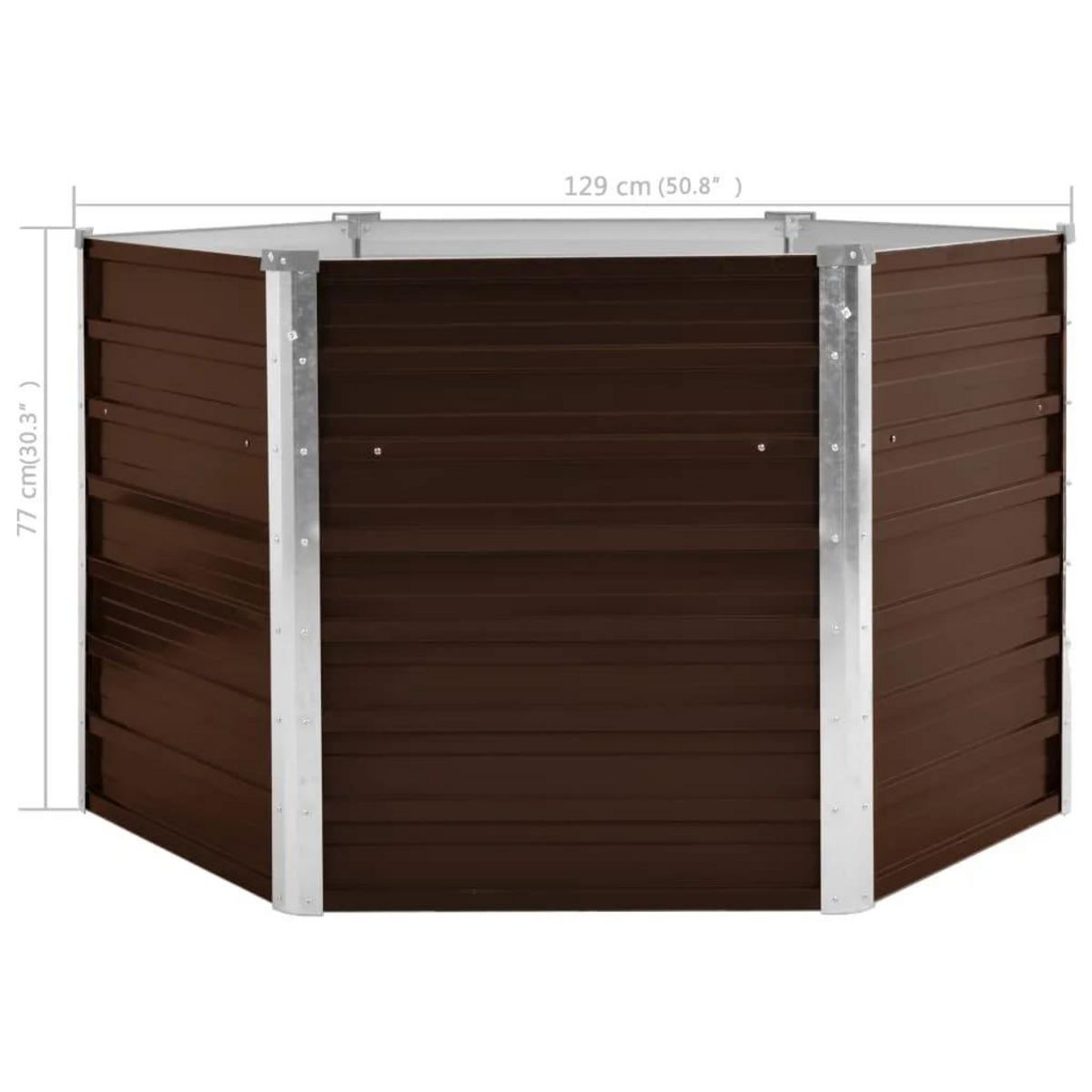 VIDAXL Lit sureleve de jardin Marron 129x129x77 cm Acier galvanise