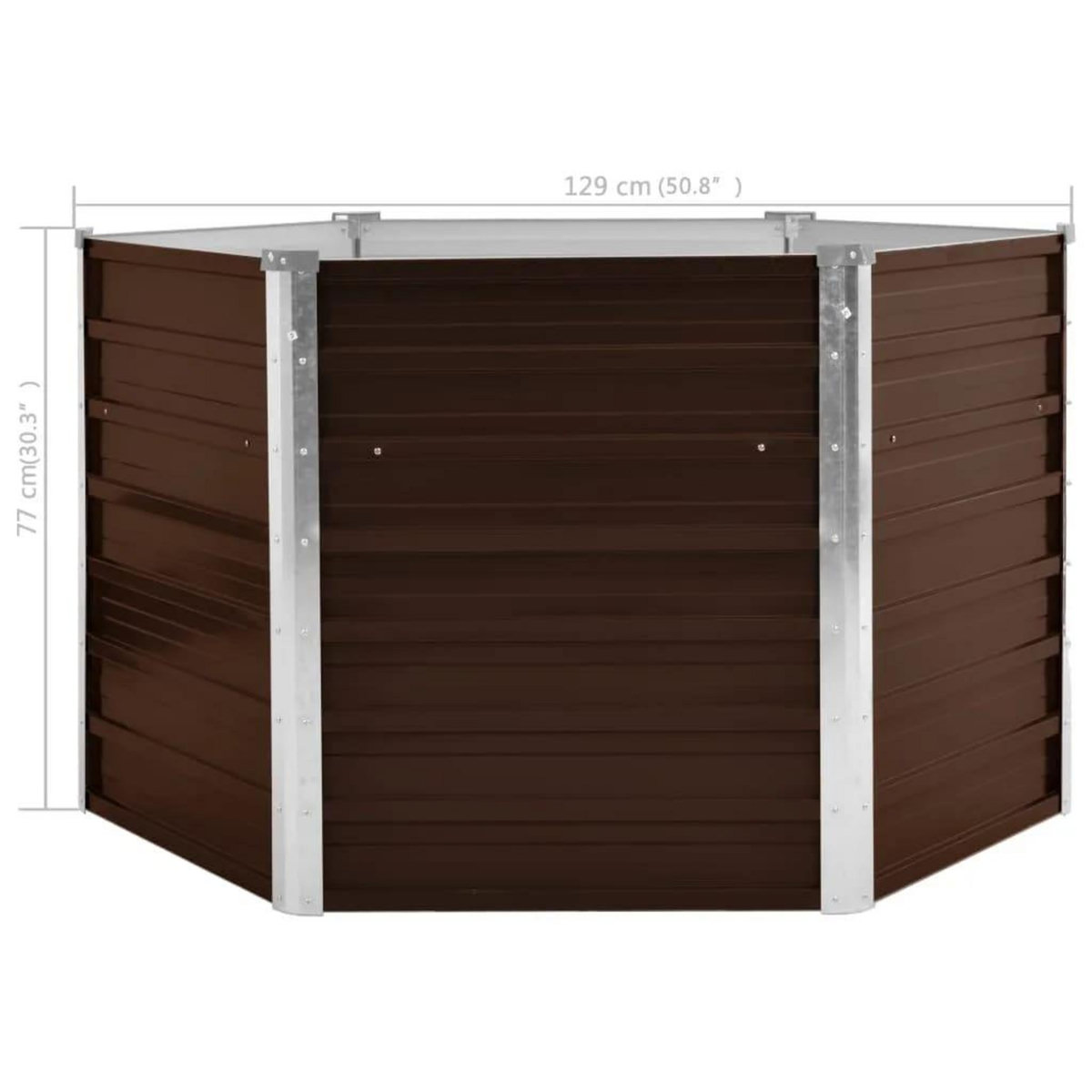 VIDAXL Lit sureleve de jardin Marron 129x129x77 cm Acier galvanise