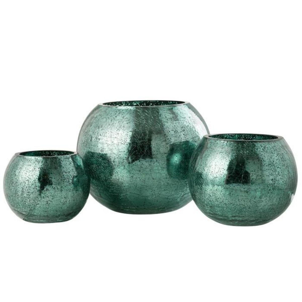 Paris Prix Photophore Boule en Verre  Craquelée  20cm Vert d'Eau