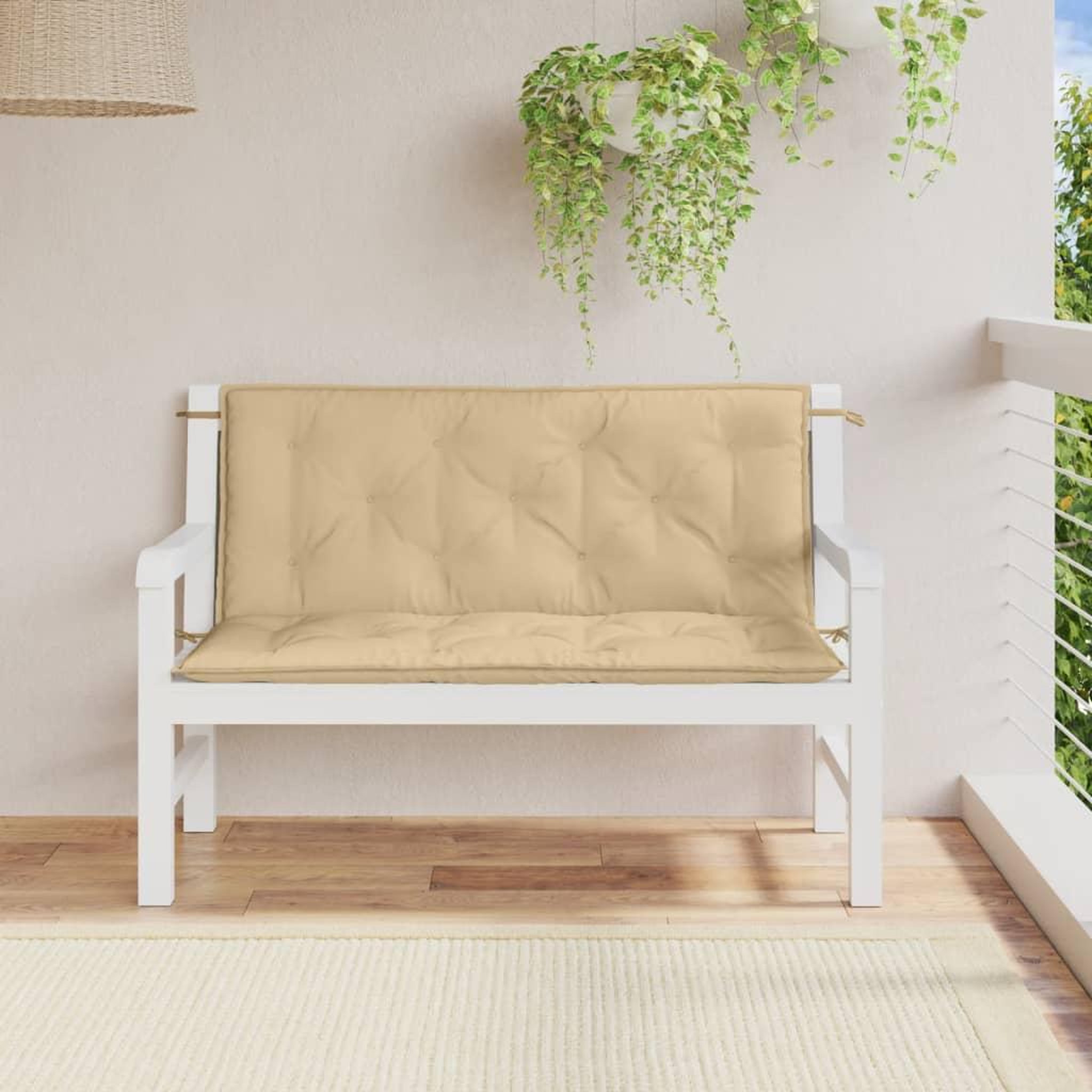 Voir la diapositive 3 : VIDAXL Coussins de banc de jardin lot de 2 beige melange tissu