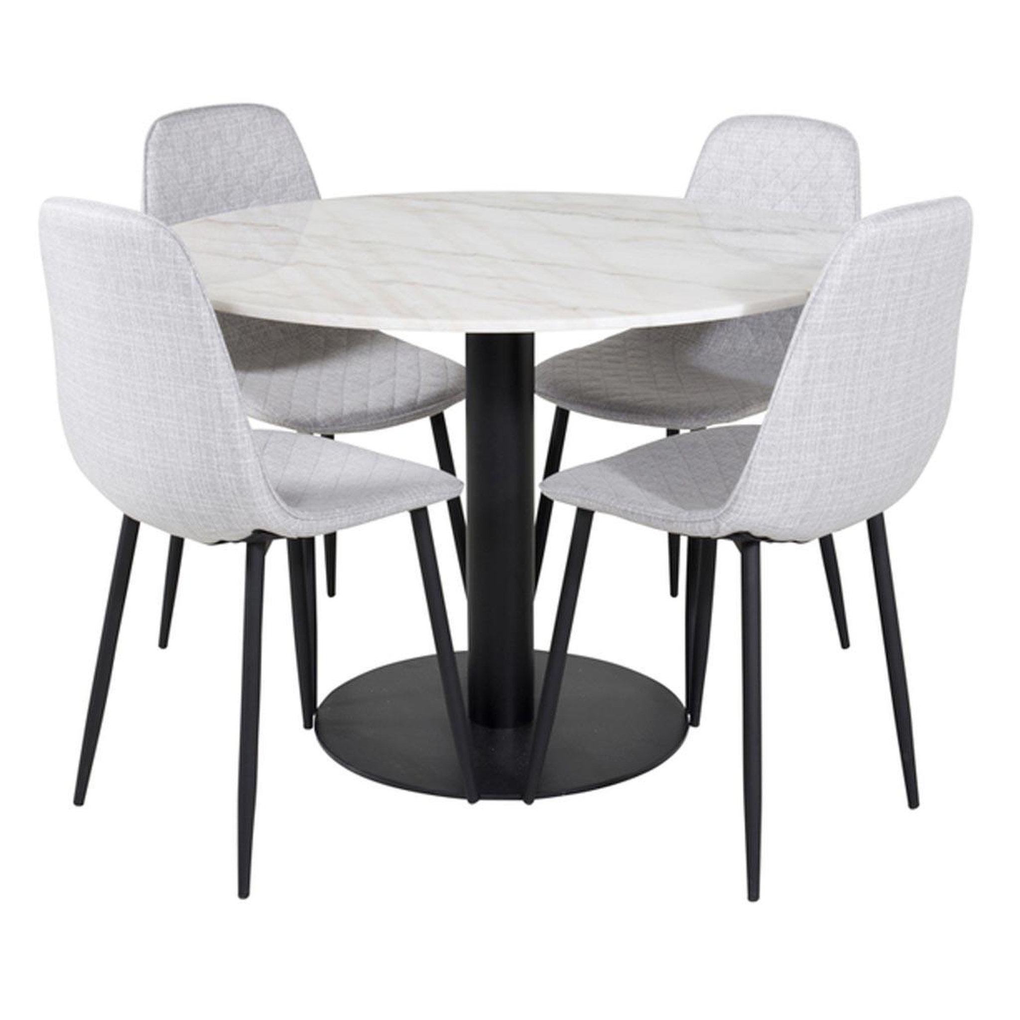 Paris Prix Ensemble table à manger & 4 chaises  estelle i & polar  106cm blanc & gris