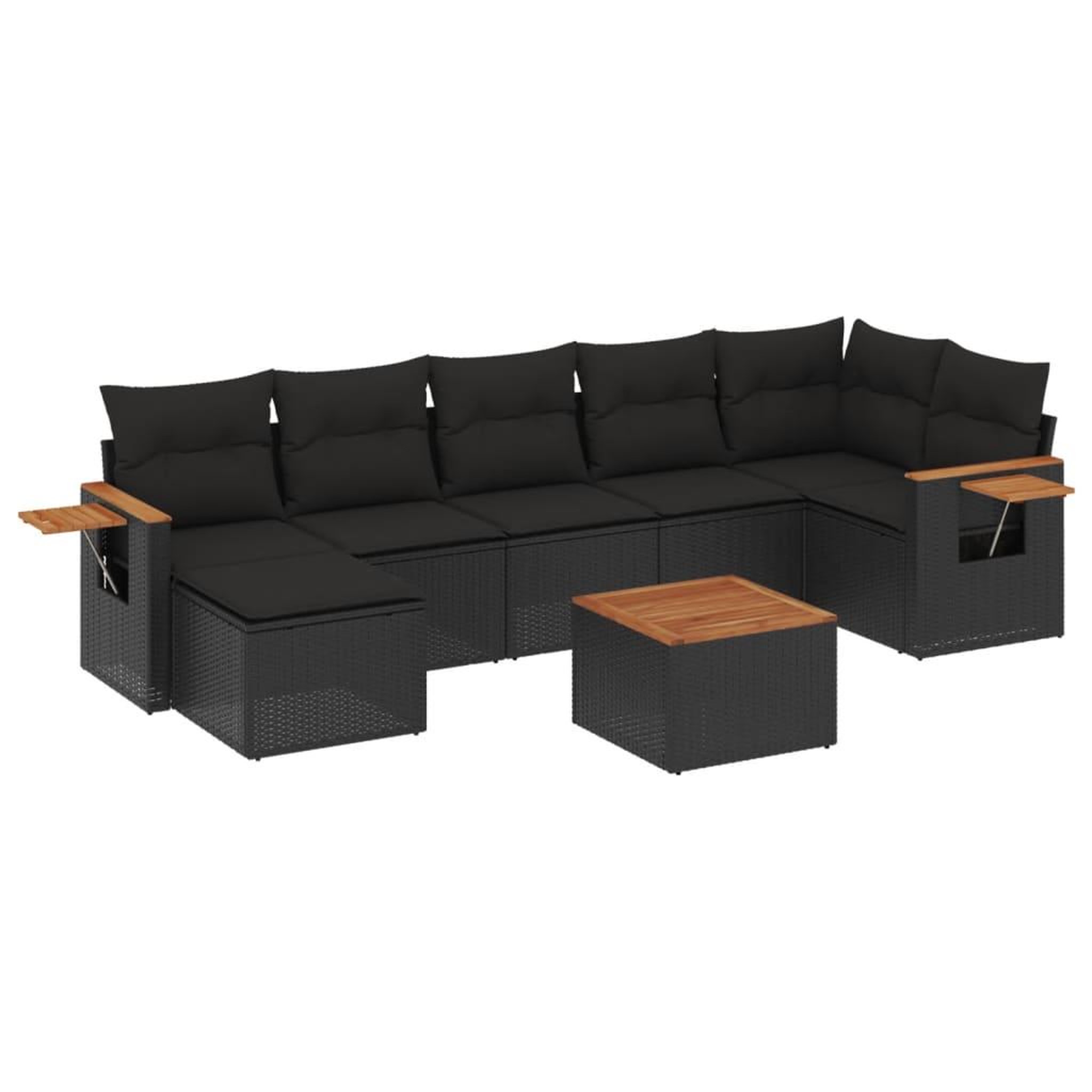 Voir la diapositive 2 : VIDAXL Salon de jardin 8 pcs avec coussins noir resine tressee