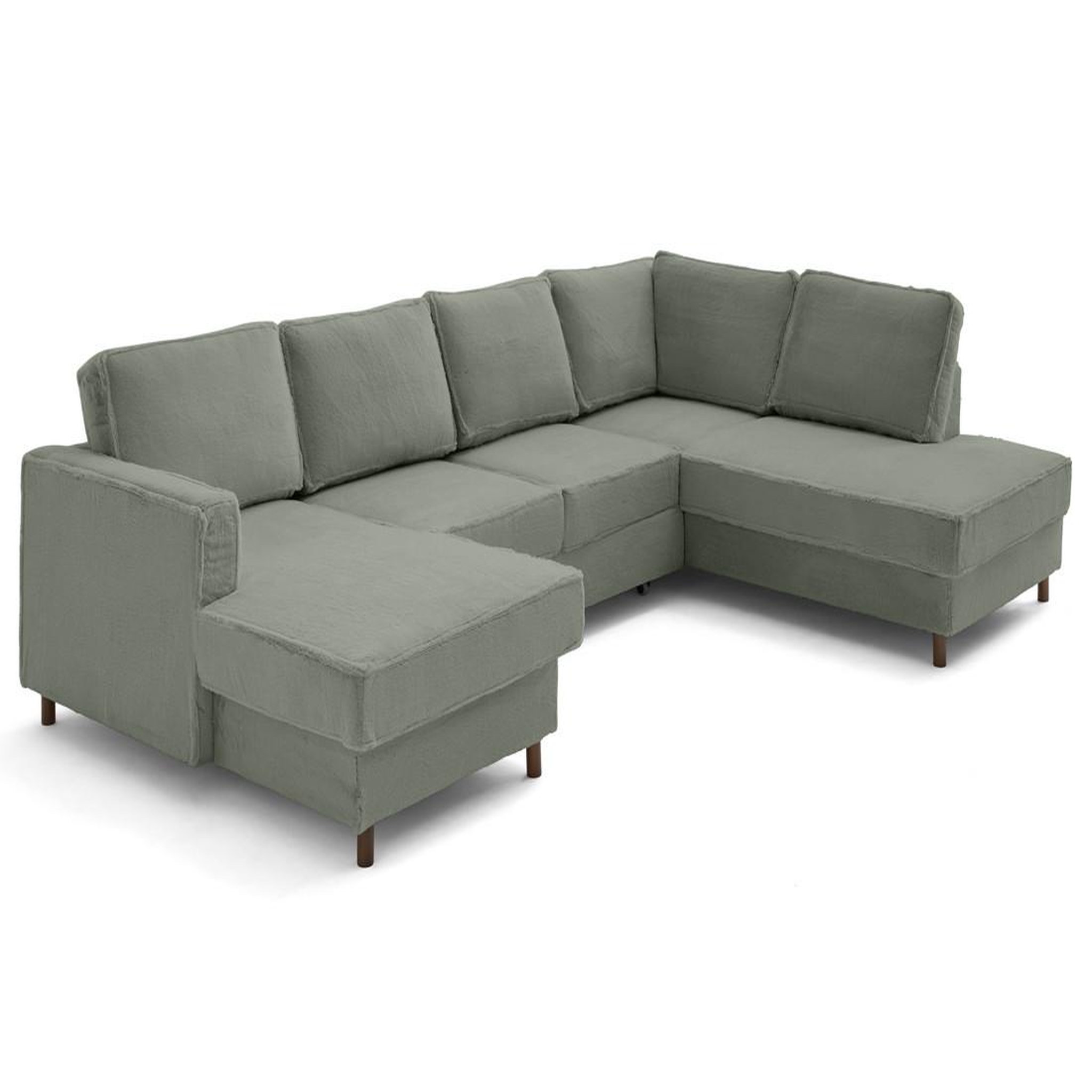 Voir la diapositive 6 : LISA DESIGN Jake - canapé panoramique d'angle droit 7 places convertible avec coffre en fausse fourrure