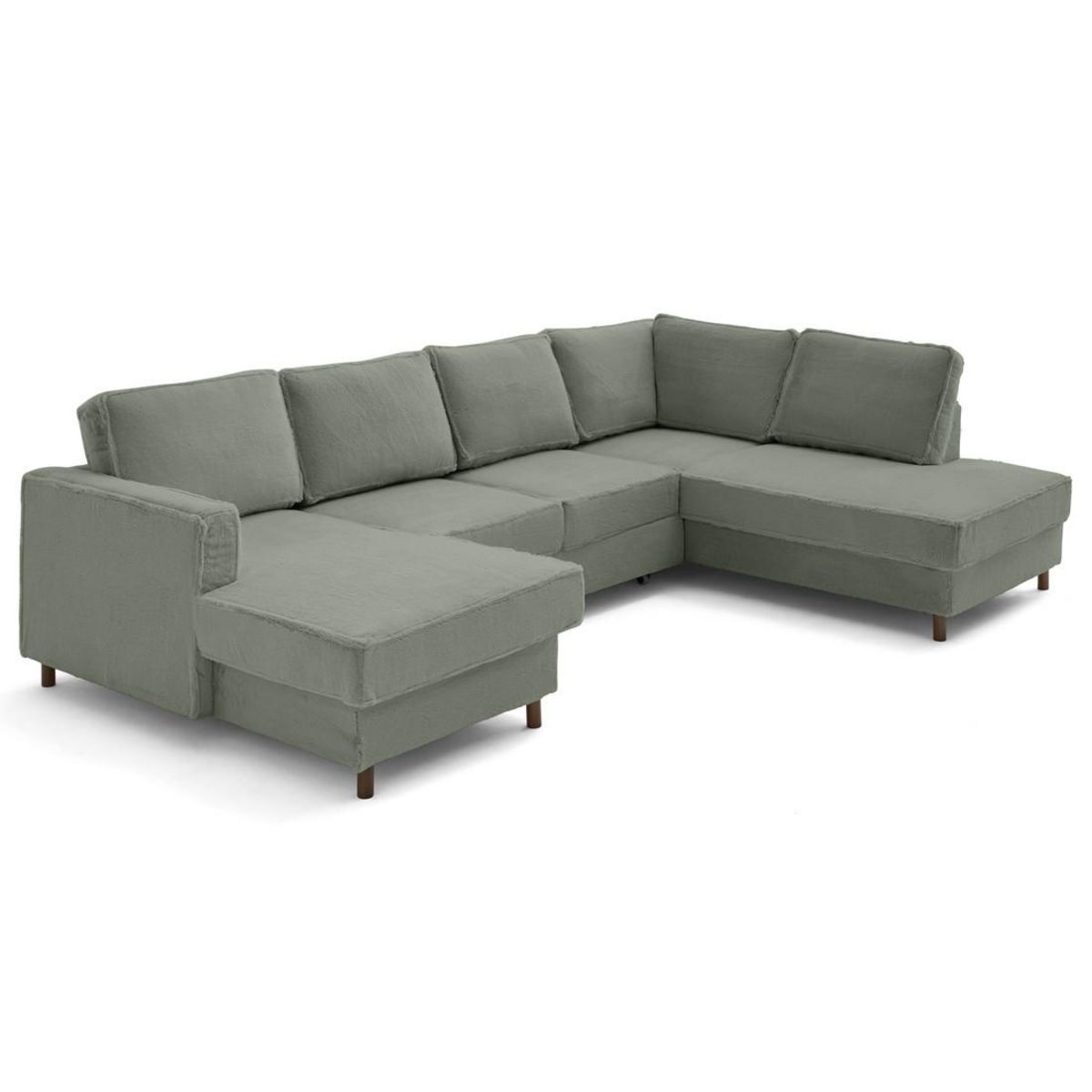 LISA DESIGN Jake - canapé panoramique d'angle droit 7 places convertible avec coffre en fausse fourrure