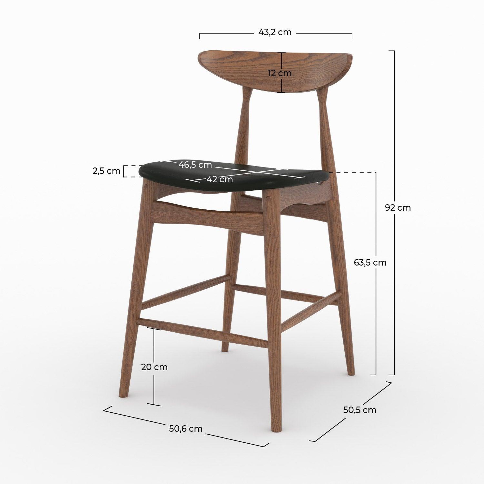 Voir la diapositive 4 : MAISON PAVANE Lot de 2 chaises pour ilot central 63,5 cm en cuir synthétique noir -josette