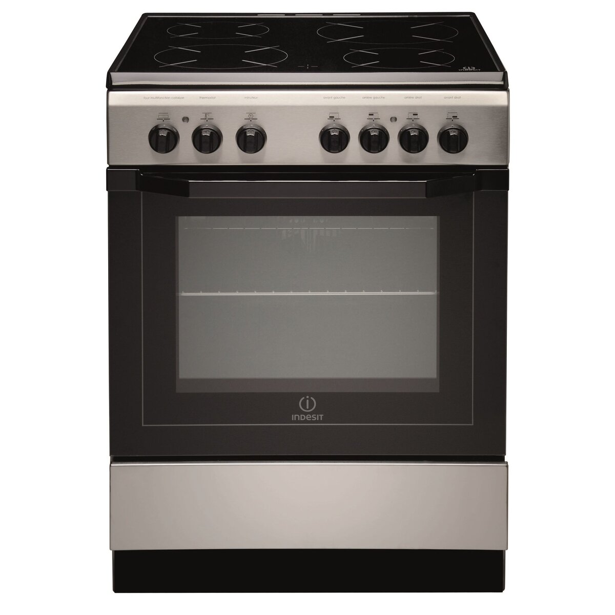 INDESIT Cuisinière vitrocéramique I6V6C1A(X)/FR, 60 cm, 4 foyers, four multifonction