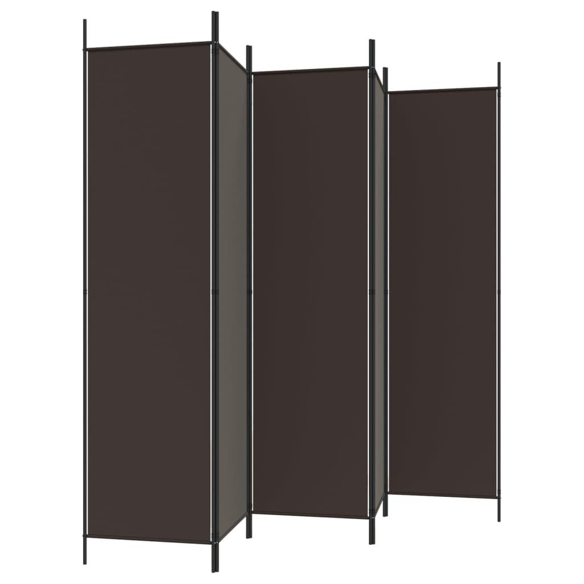 Voir la diapositive 5 : VIDAXL Cloison de separation 6 panneaux Marron 300x200 cm Tissu
