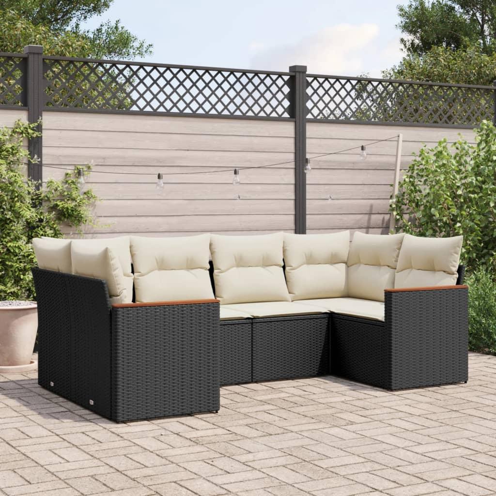 VIDAXL Salon de jardin 6 pcs avec coussins noir resine tressee