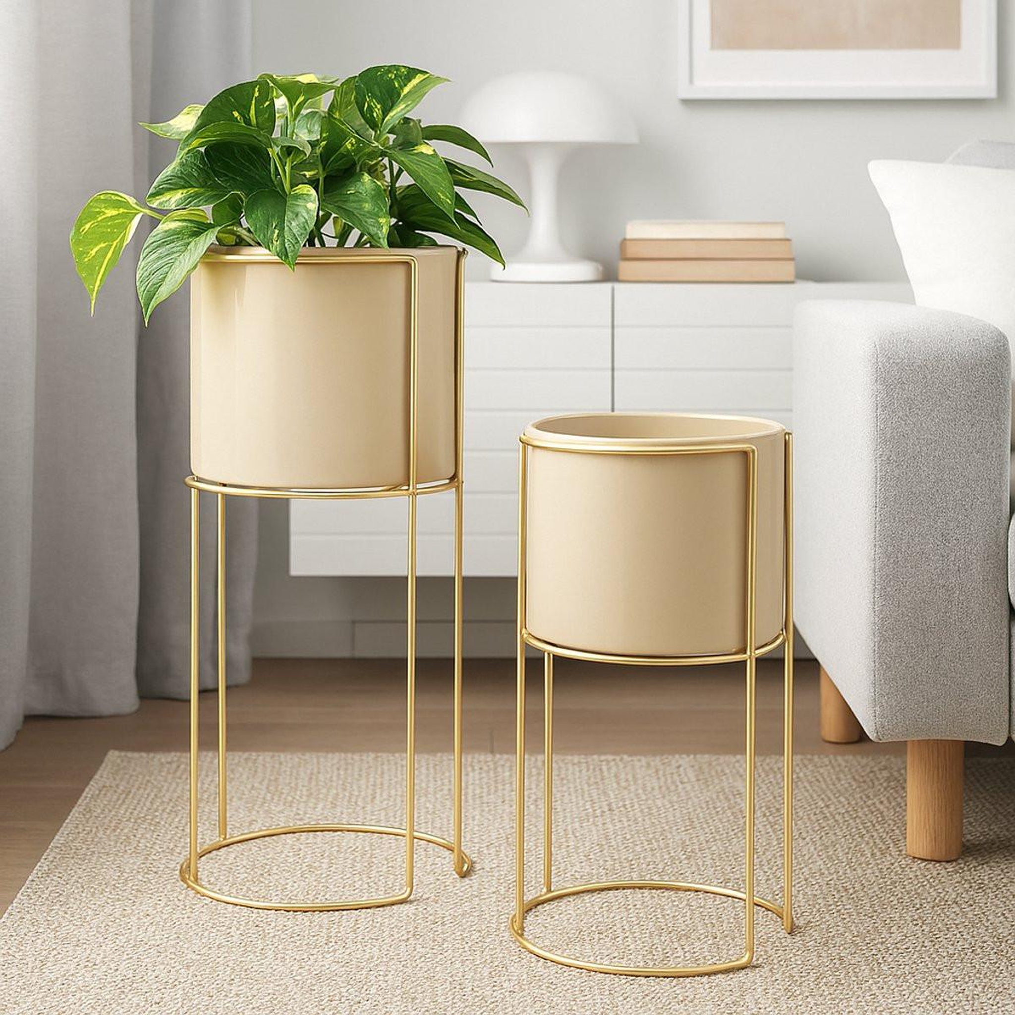 Voir la diapositive 5 : ATMOSPHERA Lot de 2 cache-pots design  zigy  55cm doré