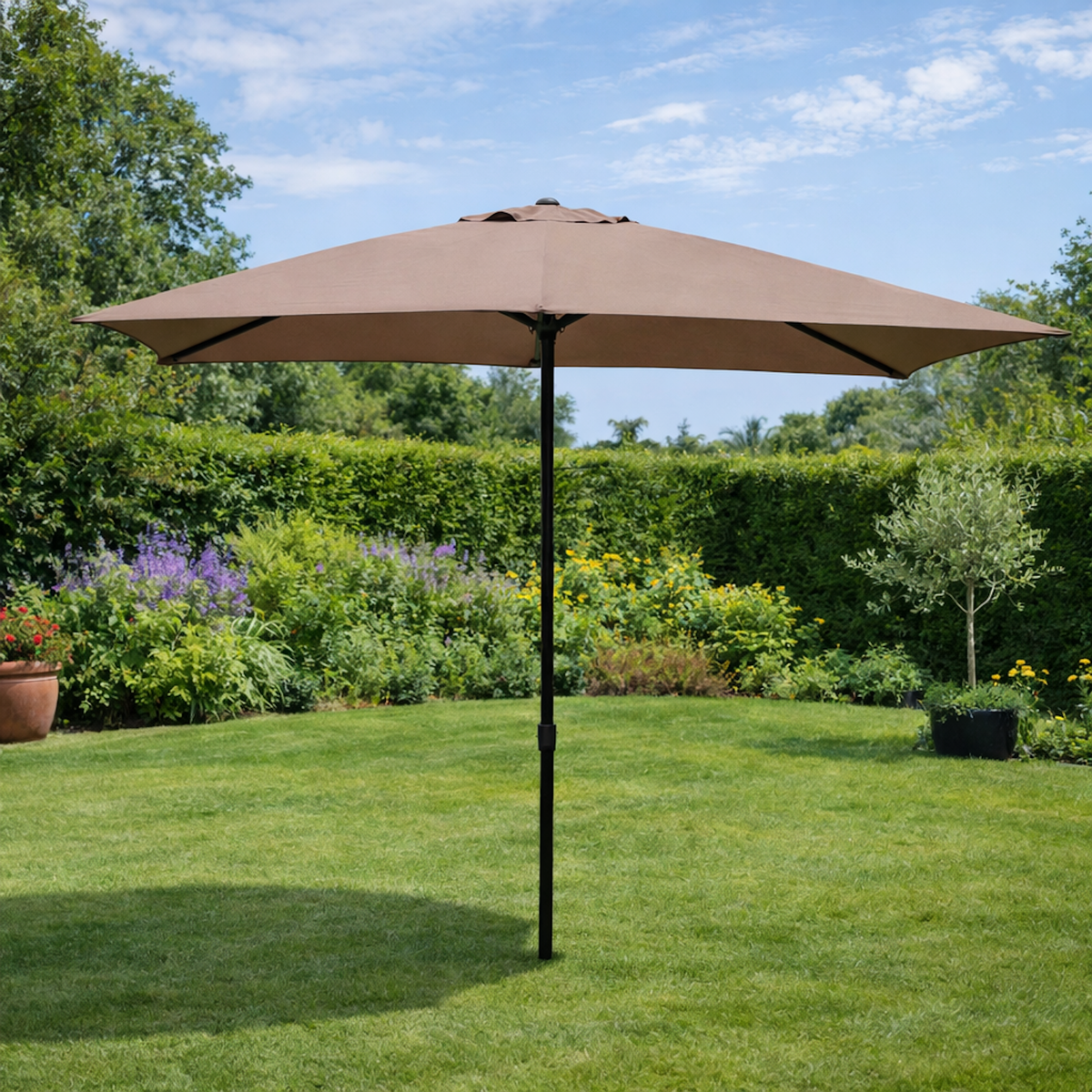 CONCEPT USINE Parasol droit rectangulaire 3 x 2 m chocolat SPEZIA