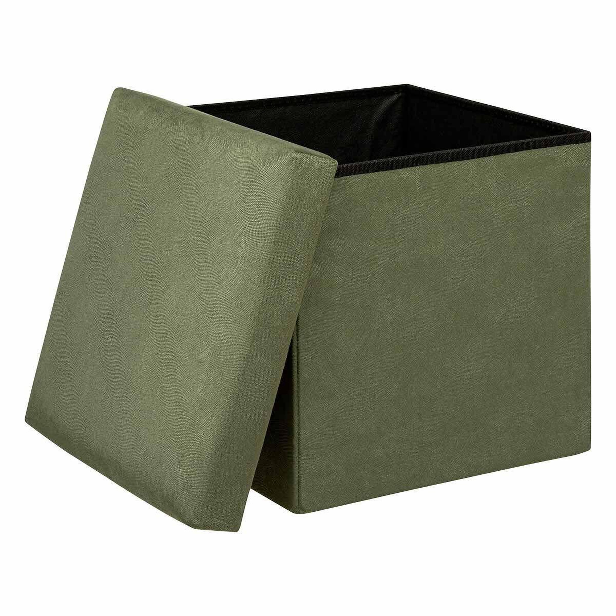 Voir la diapositive 2 : ATMOSPHERA Pouf coffre pliable en velours  lilou  38cm kaki