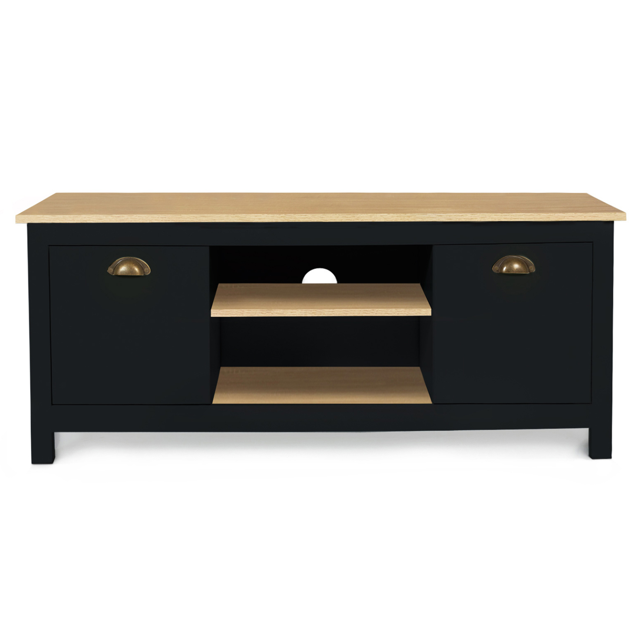 Voir la diapositive 3 : ID MARKET Meuble tv 113 cm campagne isis bois et noir