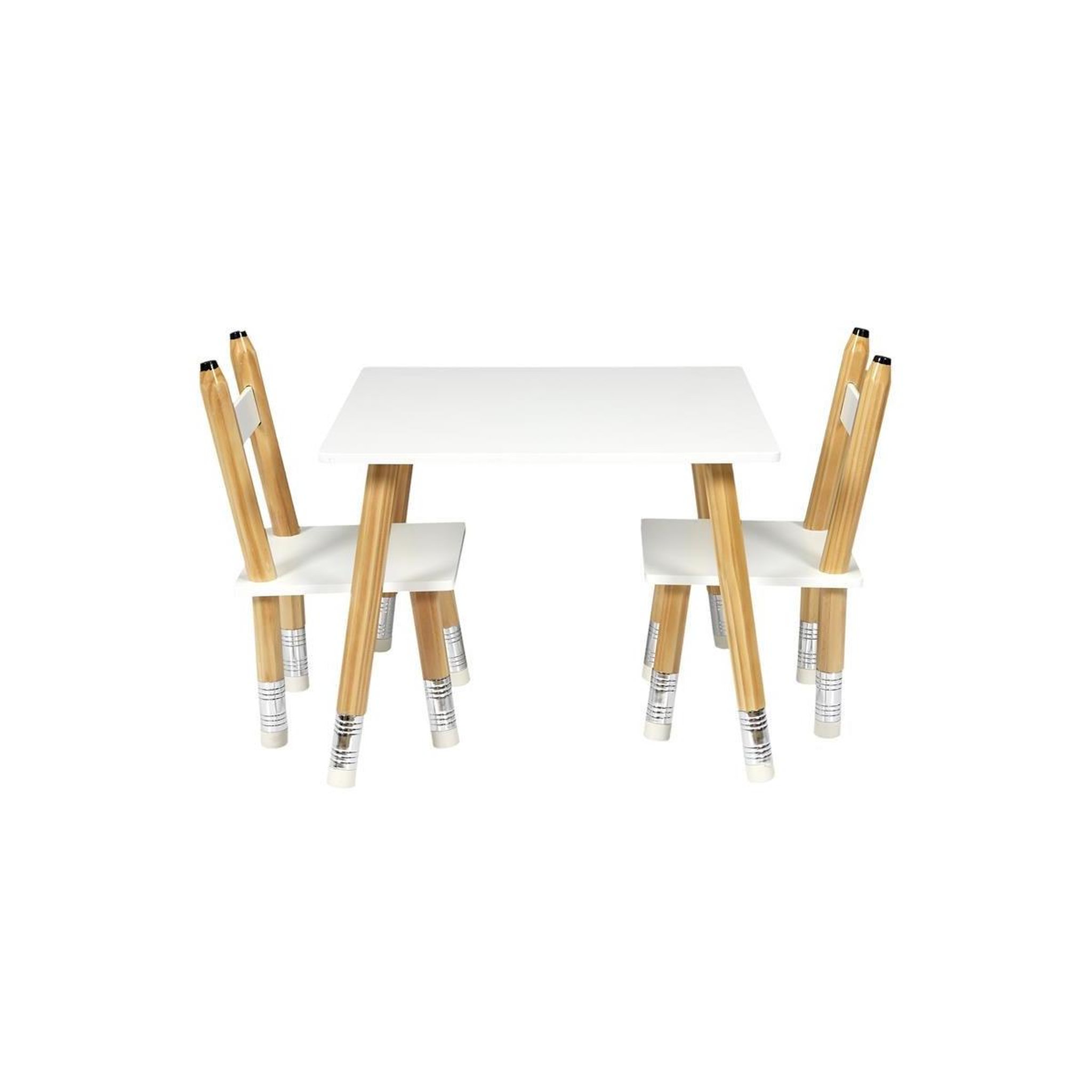 Voir la diapositive 2 : HOME DECO KIDS Table & 2 chaises enfant  crayon  60cm blanc