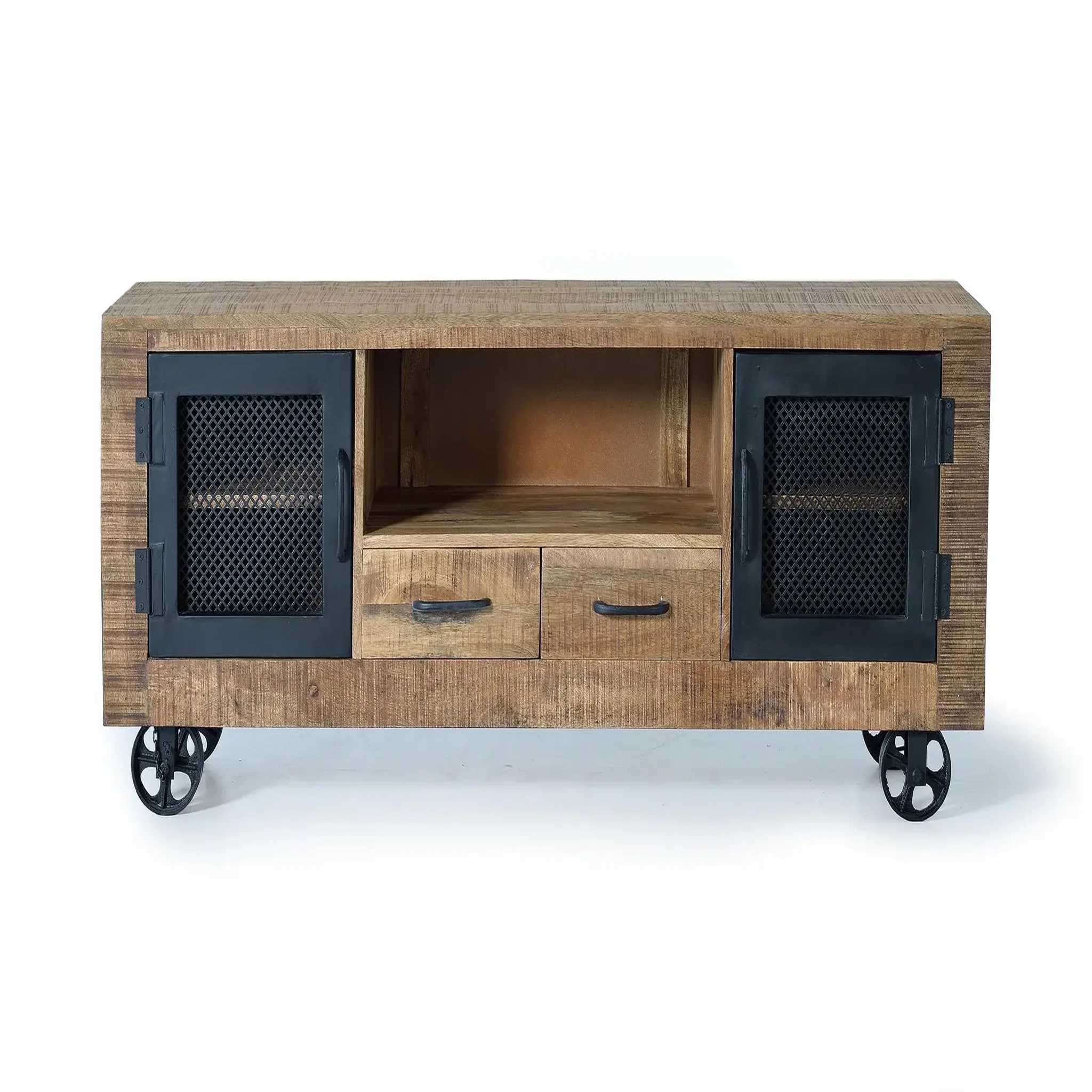 GINER Y COLOMER SL Meuble tv en bois de manguier et métal 150 cm style industriel moderne
