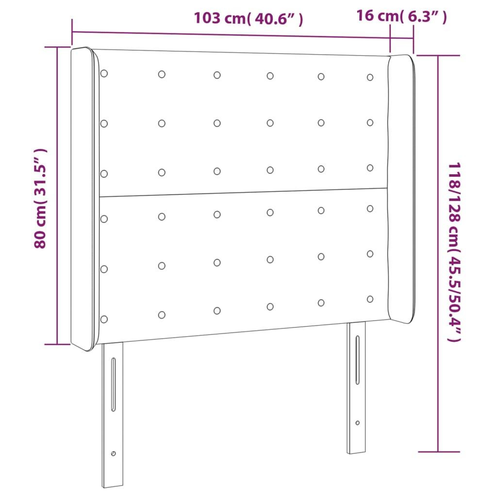 Voir la diapositive 6 : VIDAXL Tete de lit avec oreilles Bleu 103x16x118/128 cm Tissu