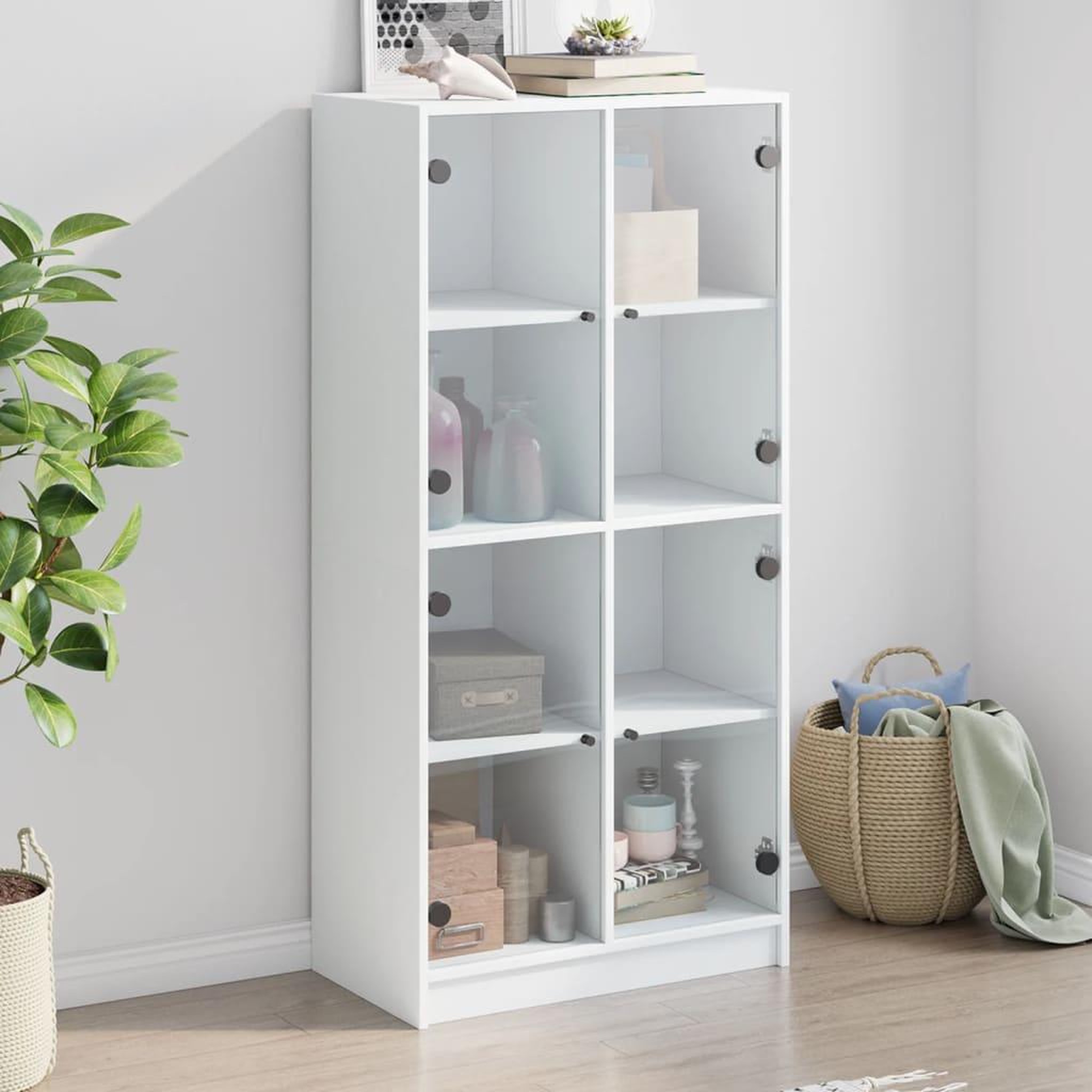 VIDAXL Buffet haut avec portes blanc 68x37x142 cm bois d'ingenierie