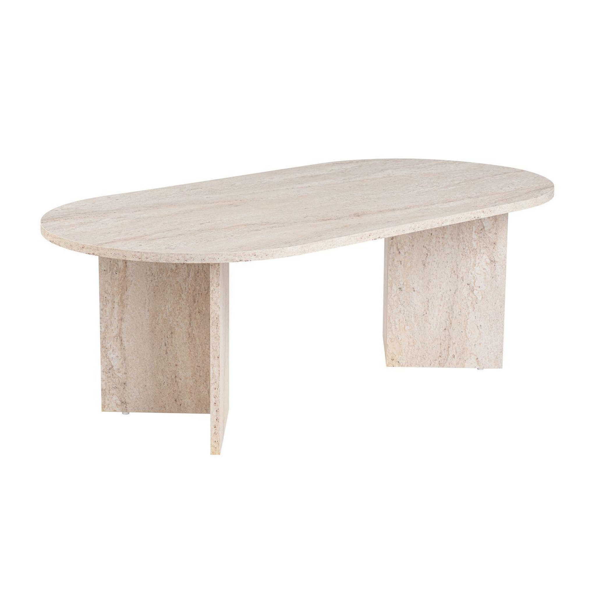 TOILINUX Table basse effet travertin sable - beige