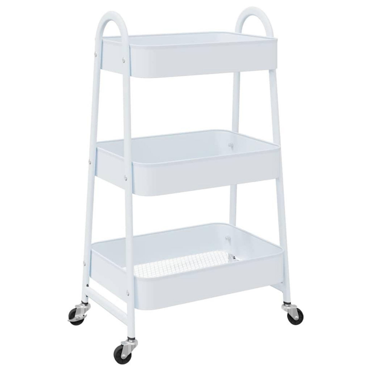 VIDAXL Chariot de rangement a 3 niveaux blanc 42x41,5x77 cm acier