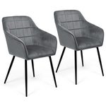 ID MARKET Lot de 2 chaises de salle à manger, fauteuils de table MADY en velours gris clair