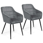 Voir la diapositive 1 : ID MARKET Lot de 2 chaises de salle à manger, fauteuils de table MADY en velours gris clair