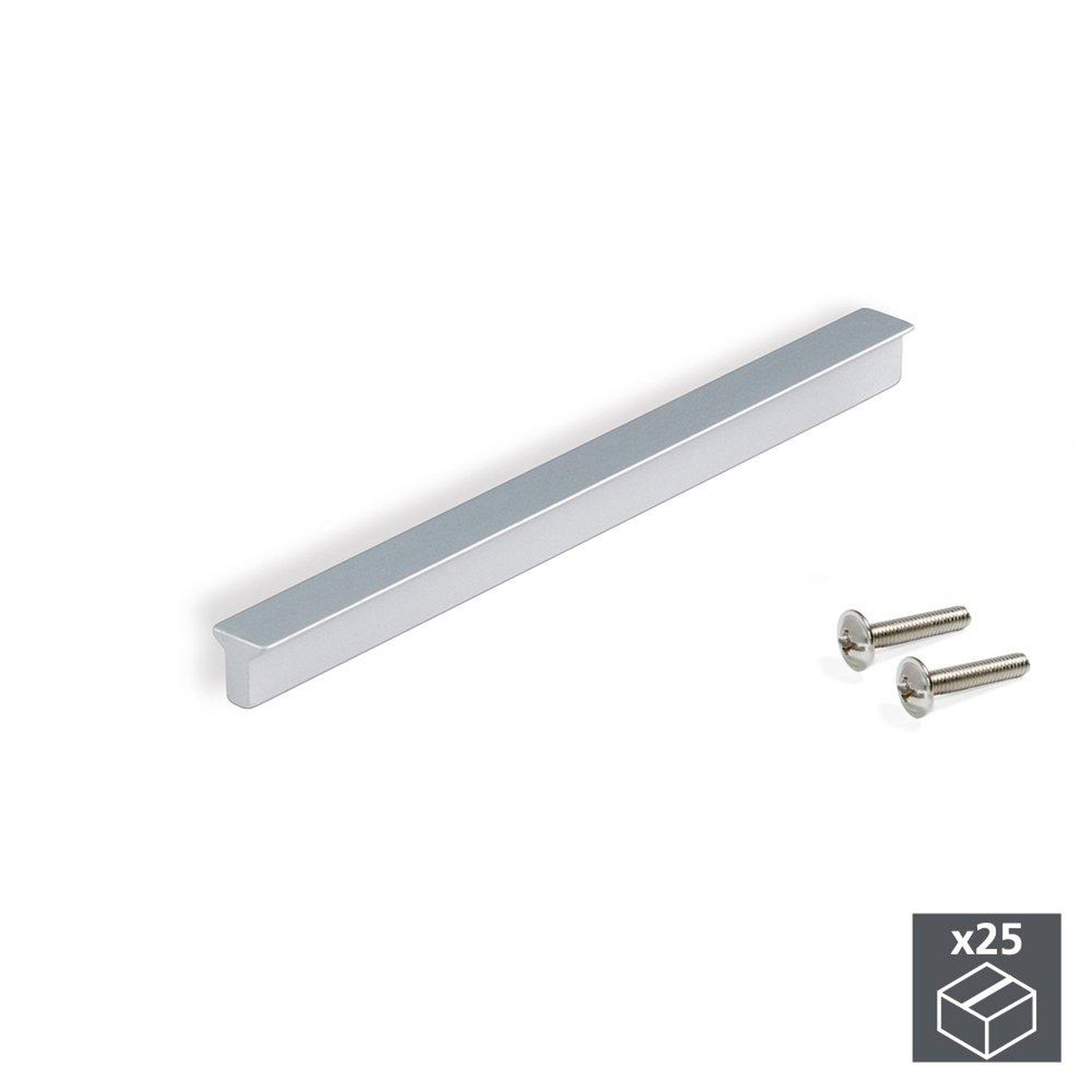 EMUCA SRL Lot de 25 poignées Dublin en aluminium finition anodisé mat avec entraxe 128 mm