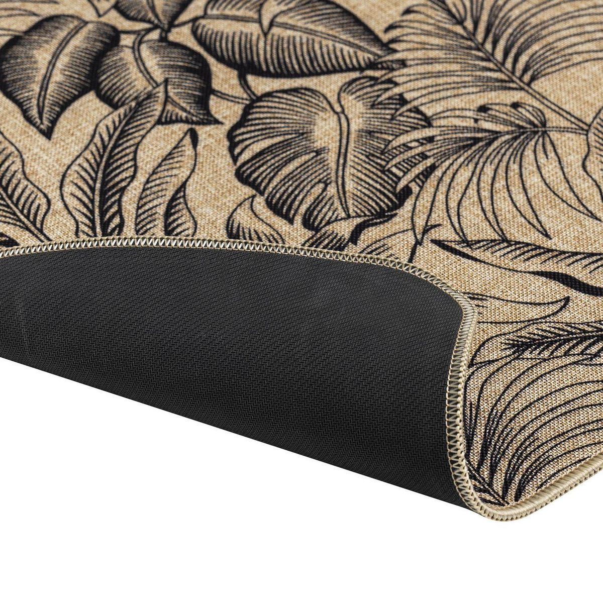 Douceur d'Intérieur Tapis antidérapant imprimé jungle STYLIS  - 45 x 75 cm - Noir et marron