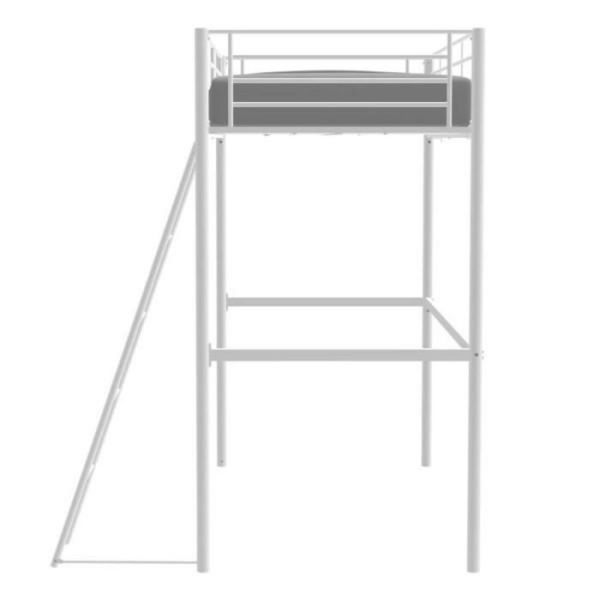 MARKET24 Lit mezzanine ELIOT 90 x 190 cm - Métal - Sommier inclus - Blanc