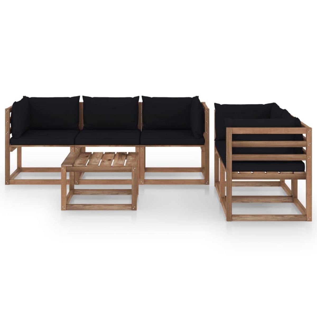 VIDAXL Salon de jardin 6 pcs avec coussins noir