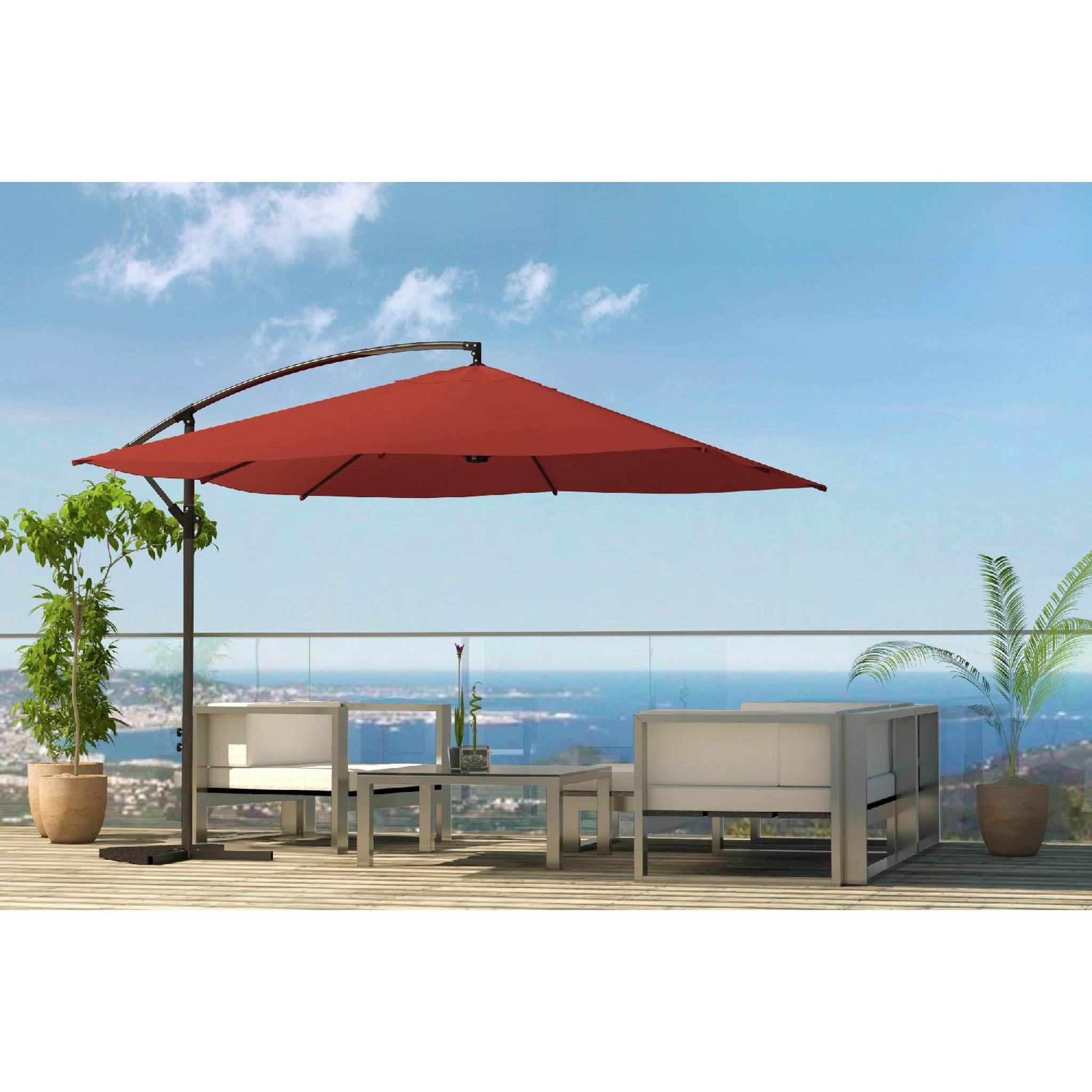 Voir la diapositive 6 : CONCEPT USINE Parasol terracotta déporté carré 3 x 3 m solenzara