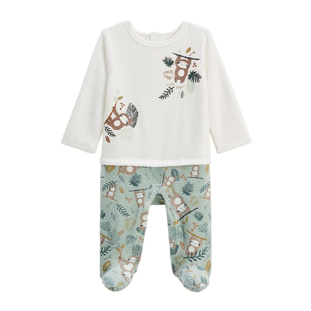 Petit Béguin Pyjama bébé en velours Cache-cache