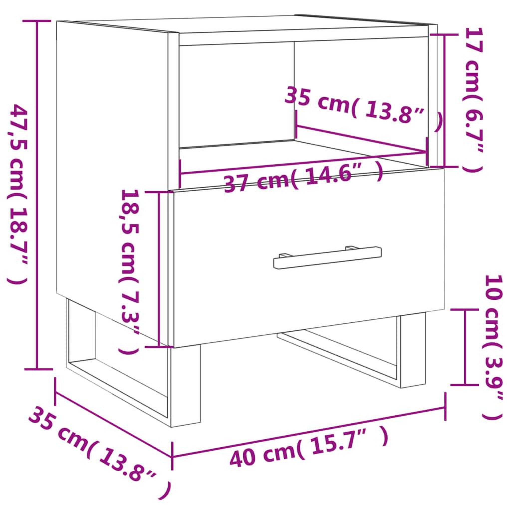 Voir la diapositive 6 : VIDAXL Tables de chevet 2 pcs blanc brillant 40x35x47,5 cm