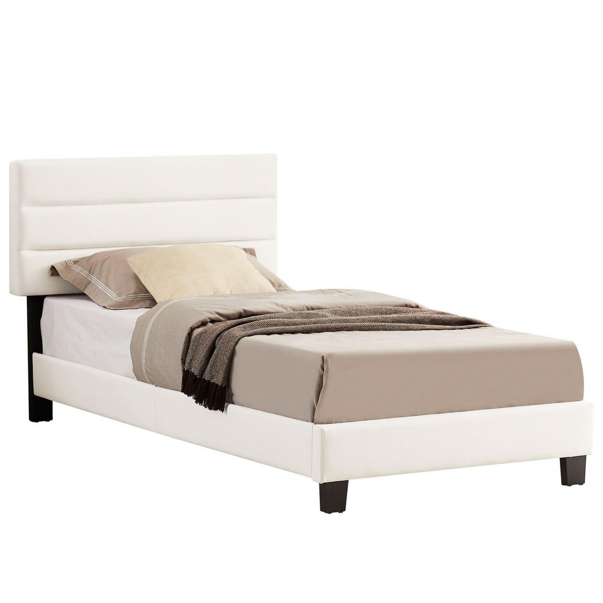 IDIMEX Lit 1 place FLORIDA, 90 x 190 cm, capitonné avec sommier, revêtement en tissu