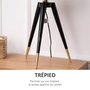 HOMCOM Lampe de table champignon style Art déco - lampe à poser trépied - Ø 30 x 62H cm - piètement métal noir extrémités abat-jour métal doré