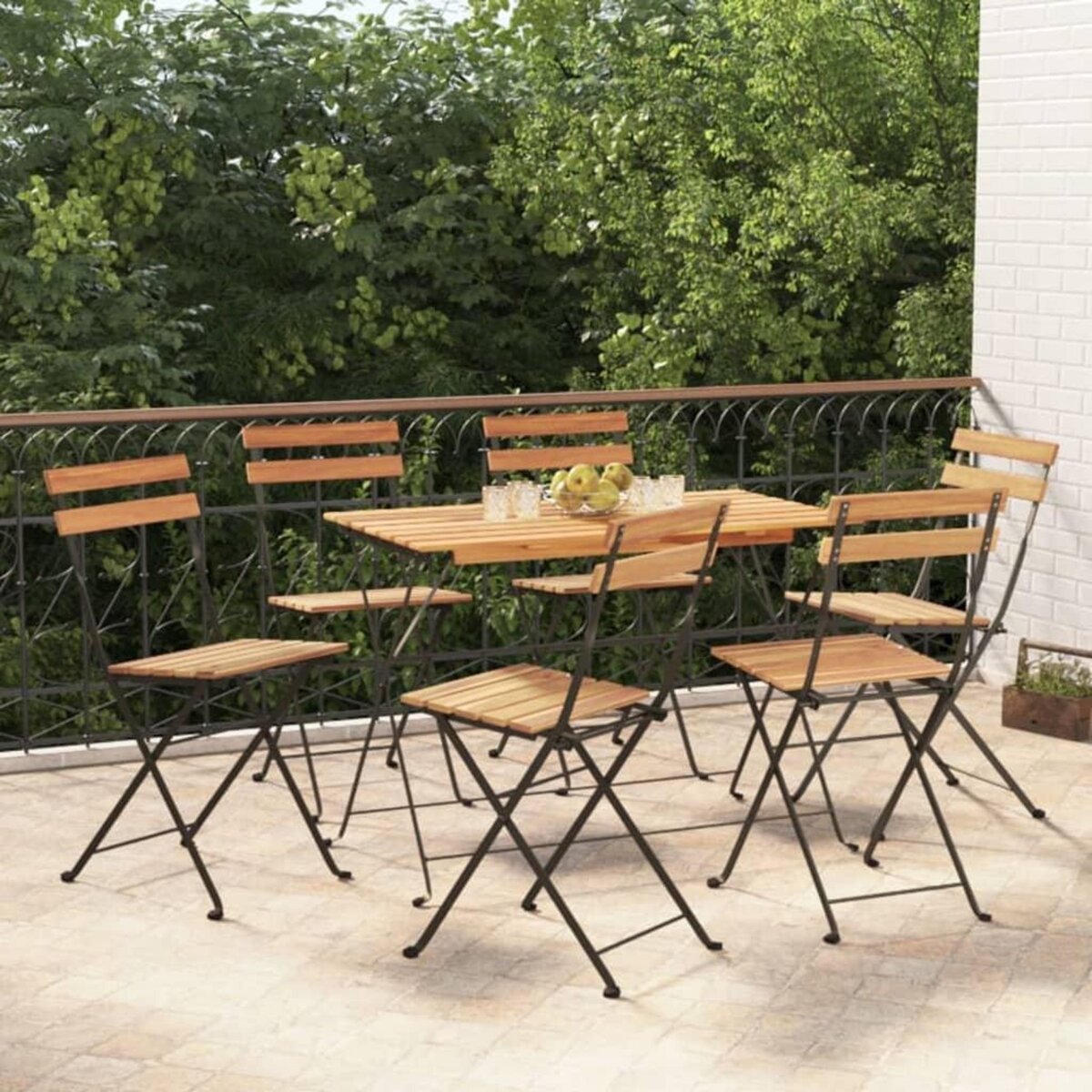 VIDAXL Chaises de bistrot pliantes lot de 6 Bois de teck solide acier