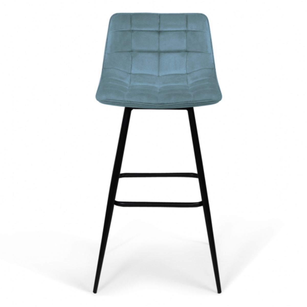 ID MARKET Lot de 4 tabourets de bar MADY en velours mix color pastel bleu, gris clair, gris foncé, rose