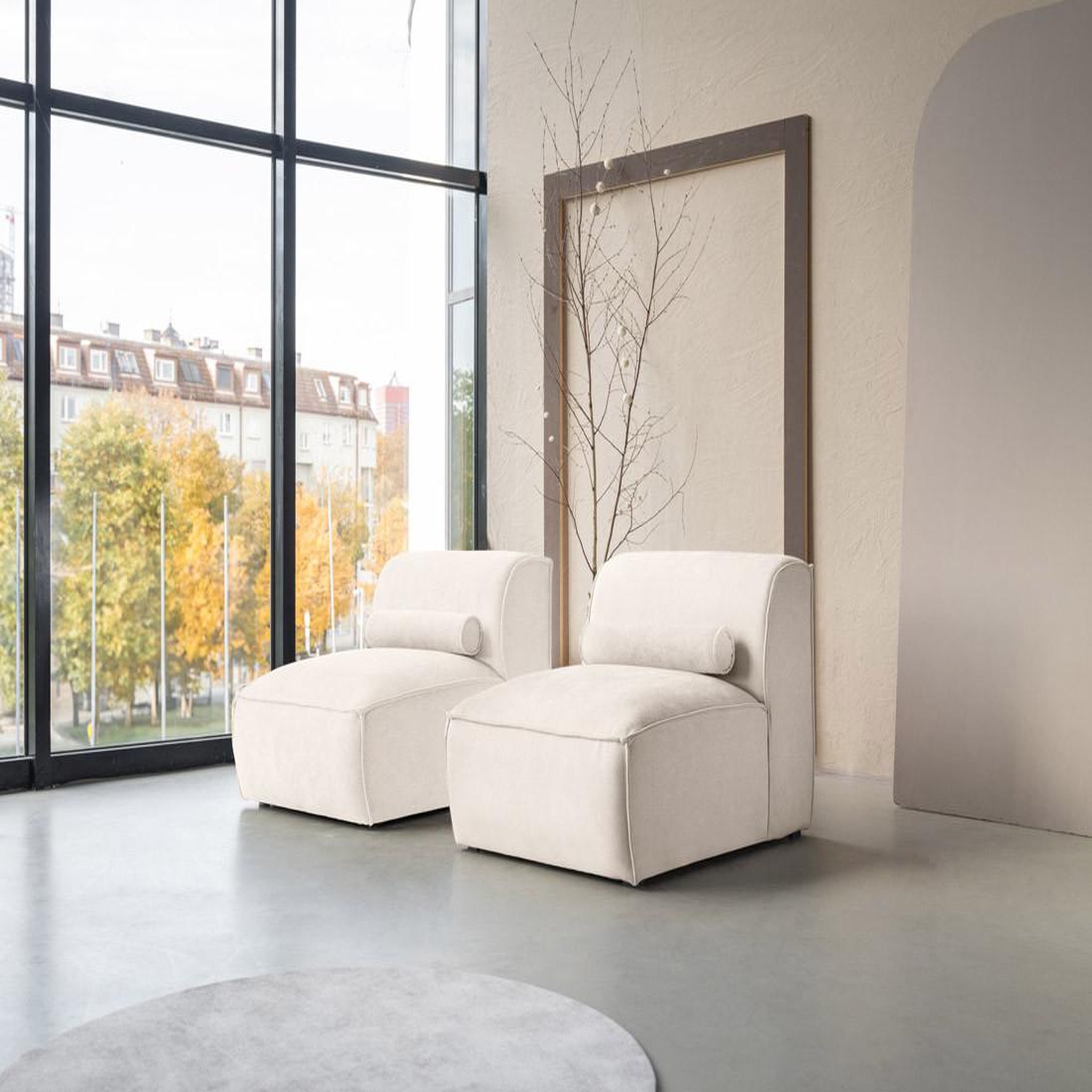 Voir la diapositive 2 : BEST MOBILIER Felix - canapé modulable 2 places en tissu texturé