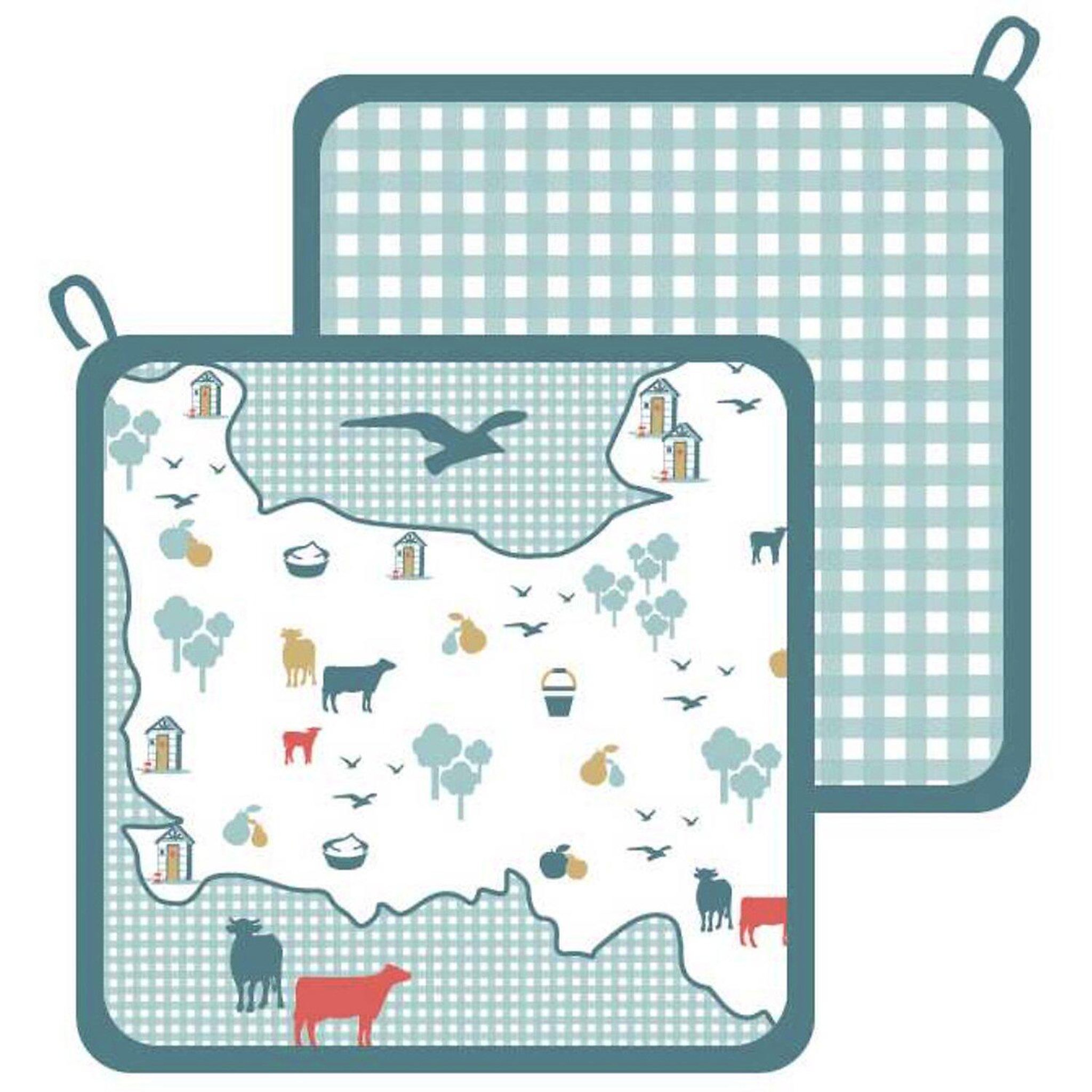 Voir la diapositive 2 : Les Ateliers du Linge Lot gant et manique 100% coton 185gsm cap normand